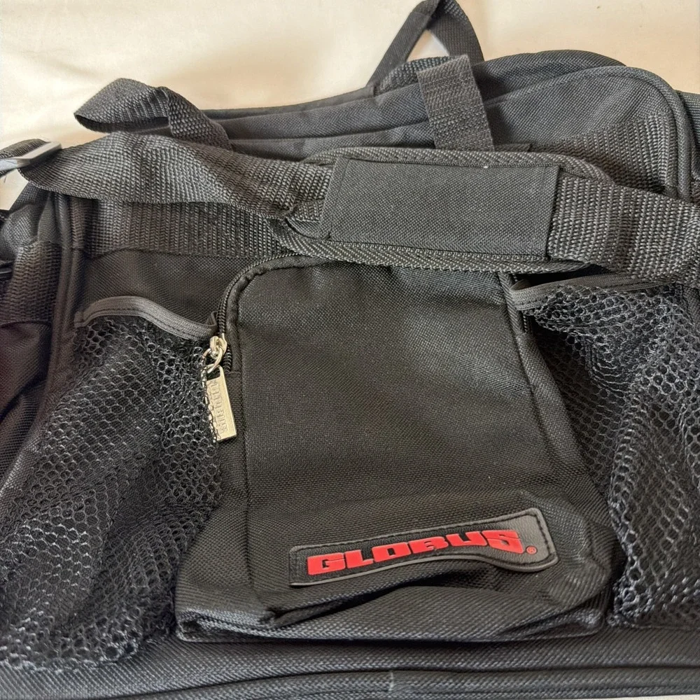 GLOBUS Black Messenger Bag Zip Closure Shoulder Strap Adjustable Compartments